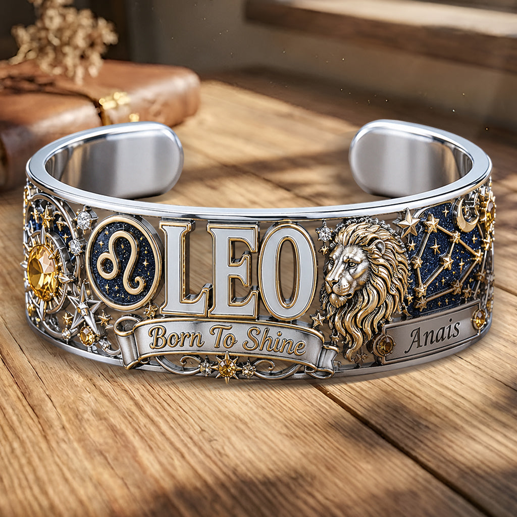 Zodiac Sign Luxury - Personalized Horoscope Shaped Cuff Bracelet