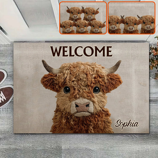Welcome To My House Cute Highland Cow - Personalized Highland Cow Doormat