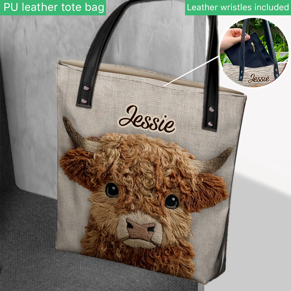 Niedliche Hochlandkuh - Personalisierte Tragetasche mit Hochlandkuh-Motiv
