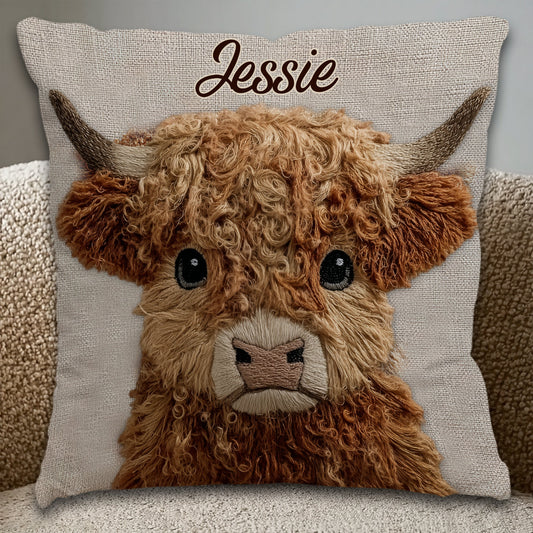 Cute Highland Cow - Personalized Highland Cow Throw Pillow