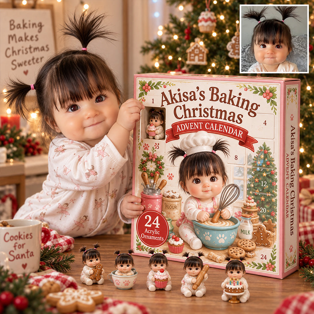 Custom Any Photo, Love Baking - Personalized Baking Advent Calendar With 3D Collectibles