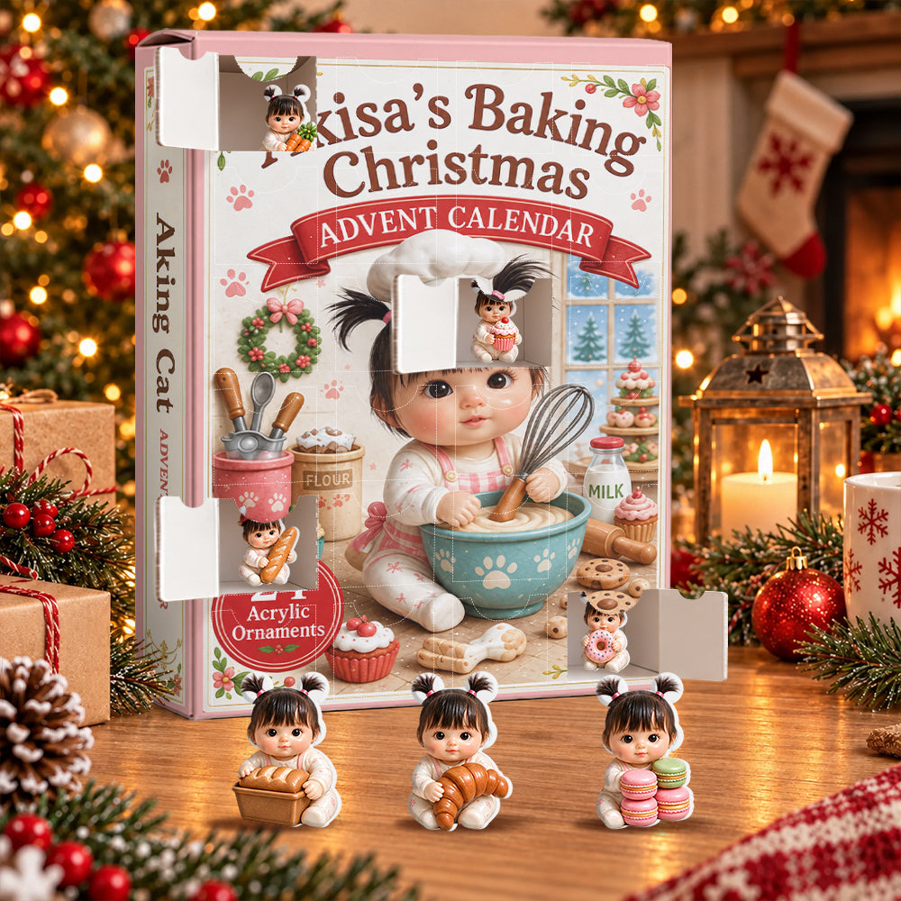 Custom Any Photo, Love Baking - Personalized Baking Advent Calendar With 3D Collectibles