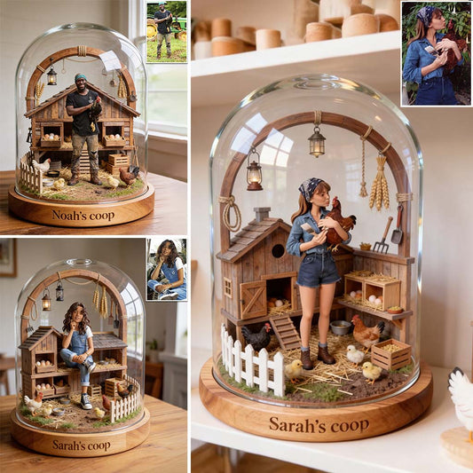 Hühnerfarm – Personalisierte Acrylplakette in Hühnerform