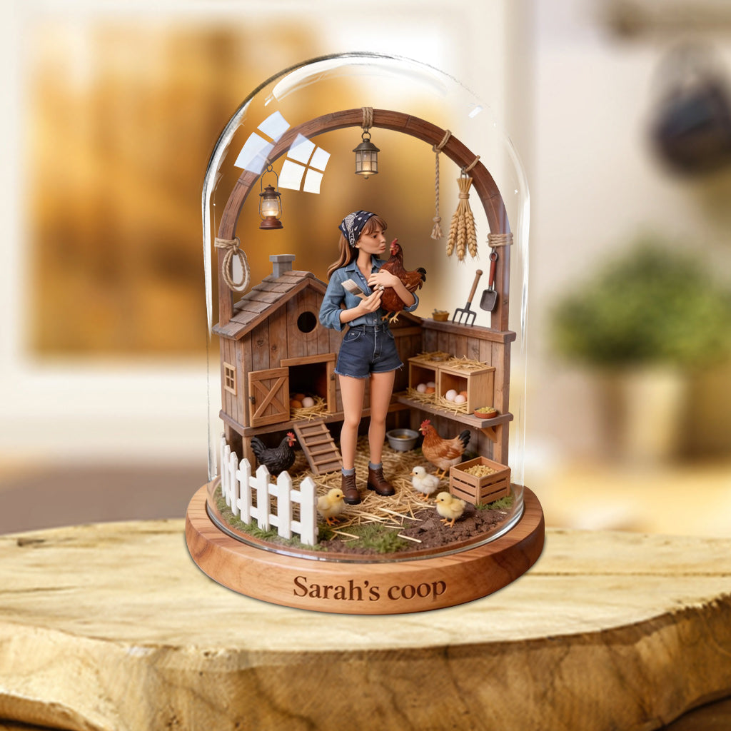 Hühnerfarm – Personalisierte Acrylplakette in Hühnerform