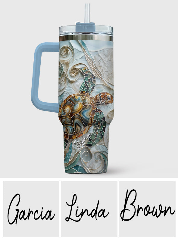 Ich liebe Schildkröten – Personalisierter Schildkröten-Trinkbecher mit Henkel