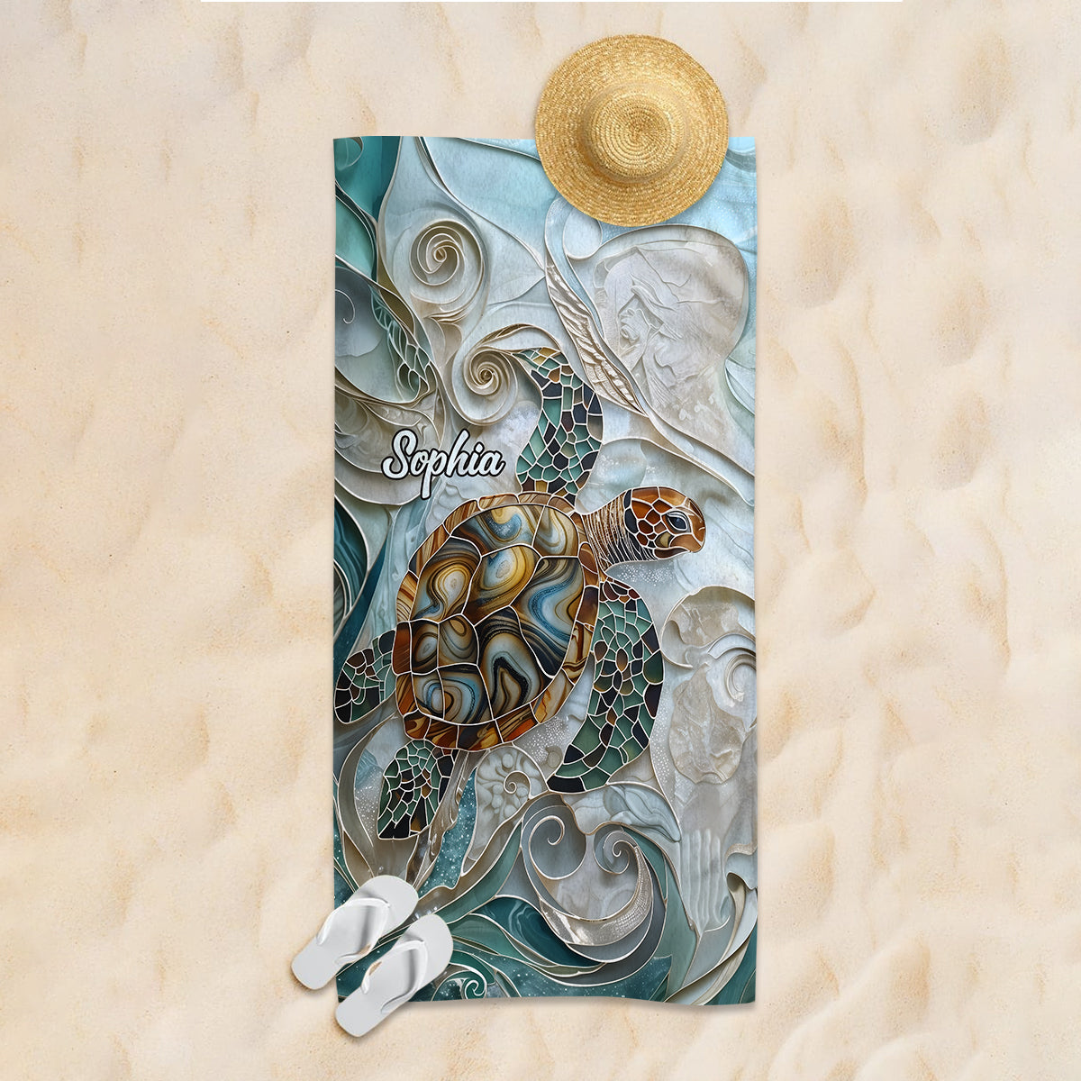 Sea Turtle - Personalized Turtle Quick-dry Beach Towel/ Bath Towel