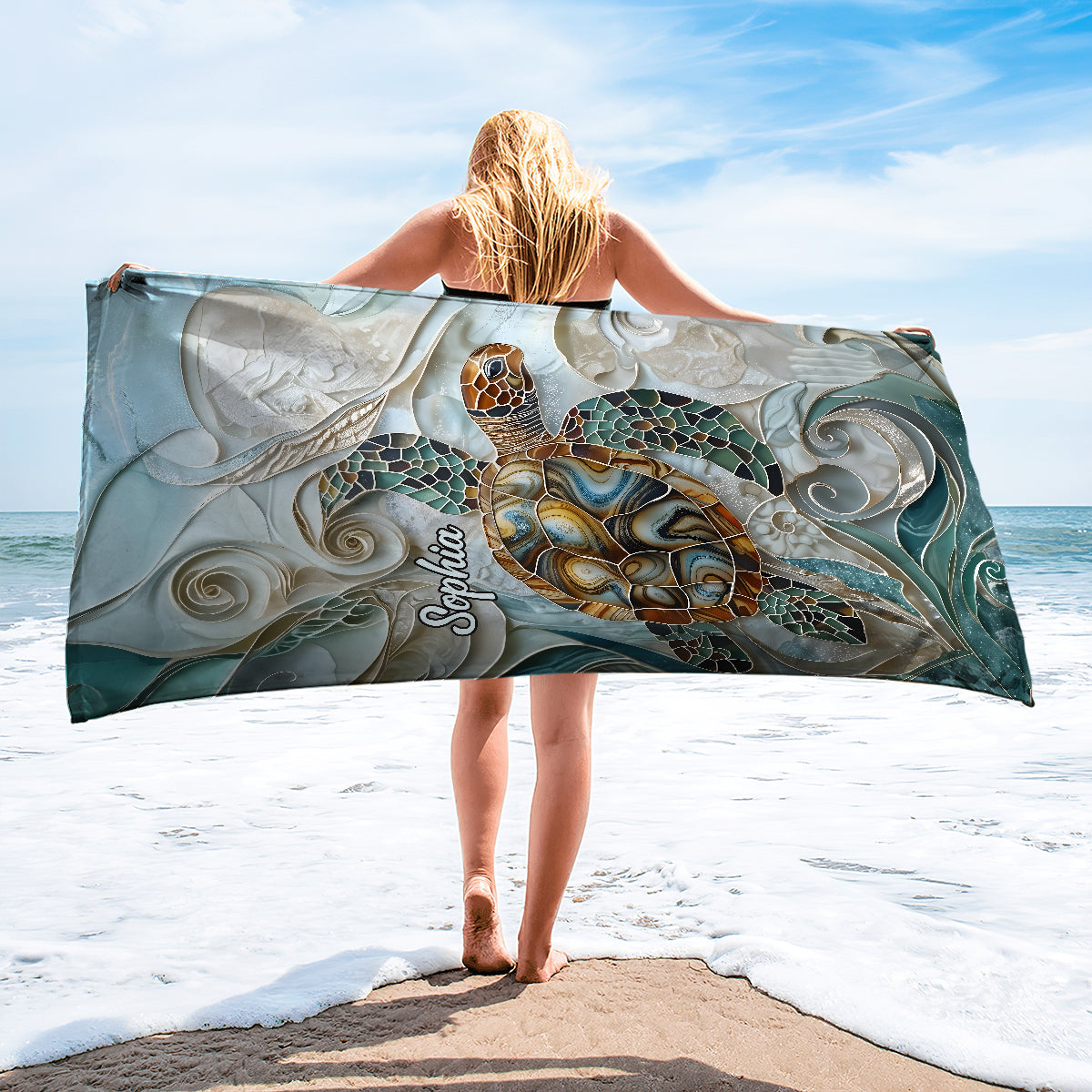 Sea Turtle - Personalized Turtle Quick-dry Beach Towel/ Bath Towel