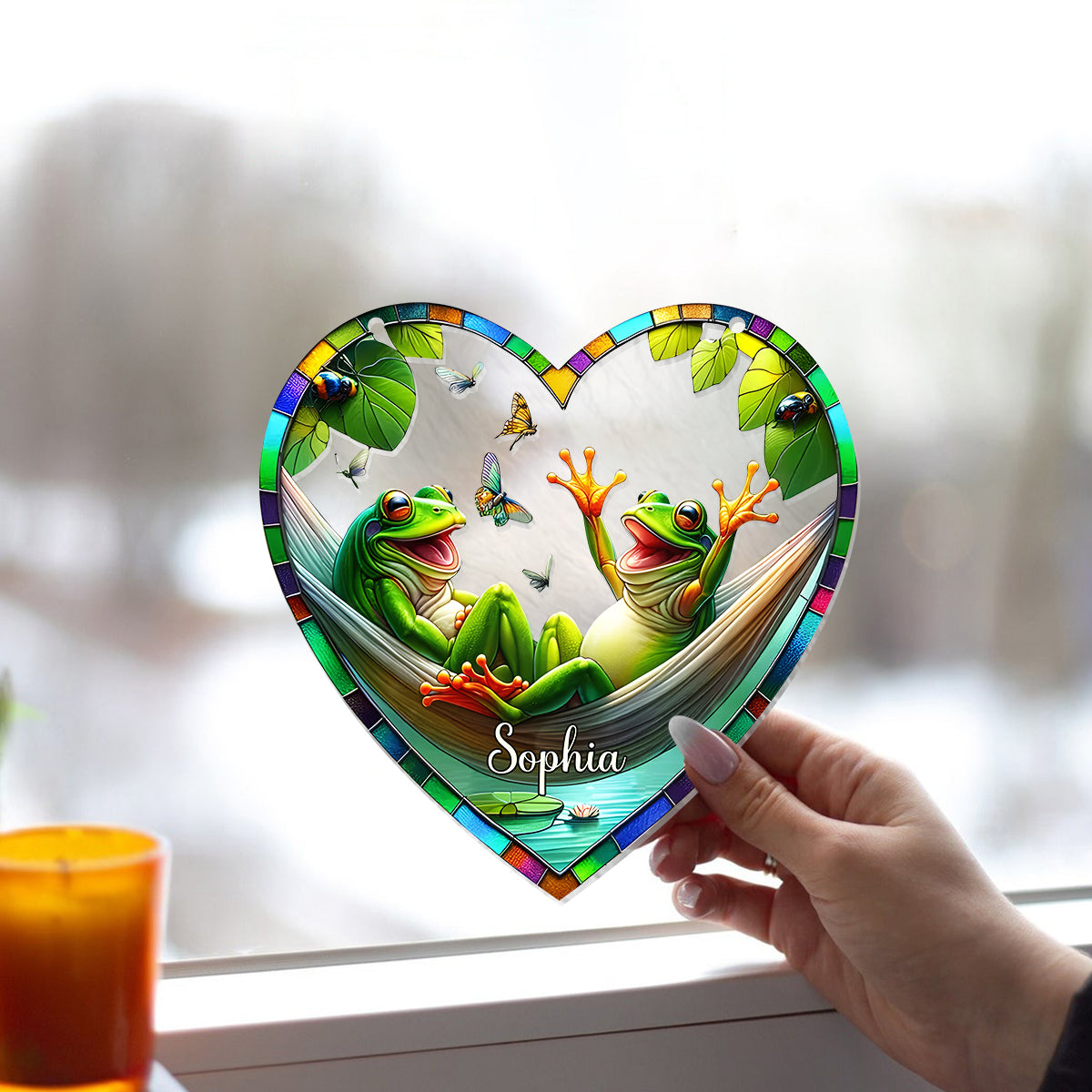 Liebe Frösche – Personalisierter Frosch-Fensterhänger als Sonnenfänger 