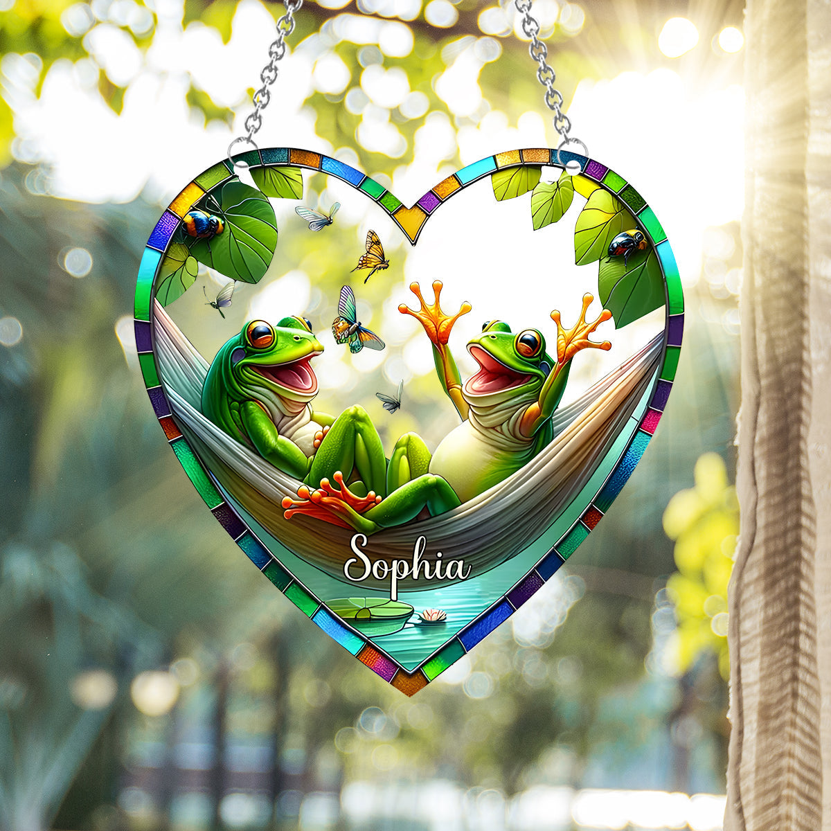 Liebe Frösche – Personalisierter Frosch-Fensterhänger als Sonnenfänger 
