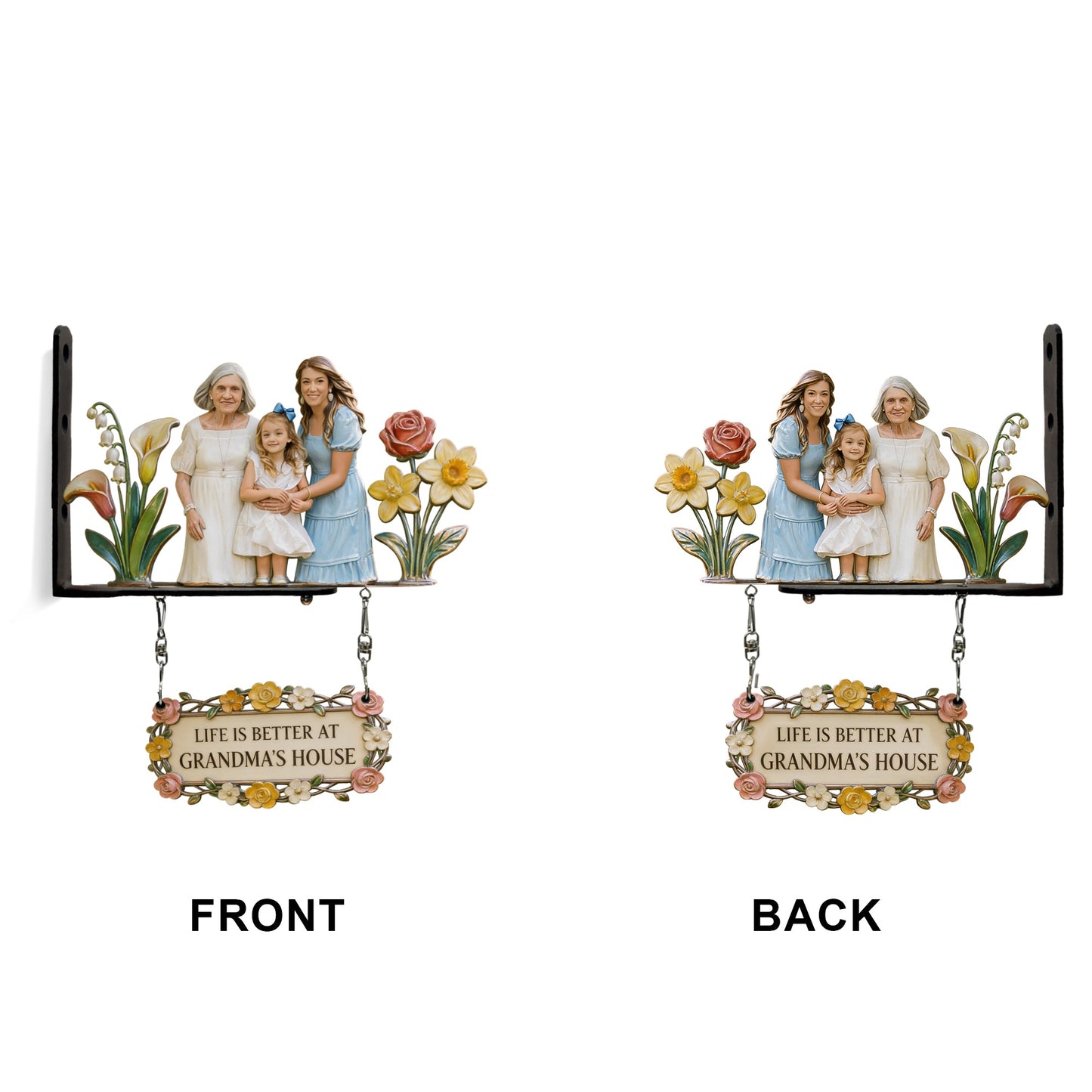 Custom Any Photo Perfect Gift For Grandparent - Personalized Grandma Wooden Wall Mount Sign