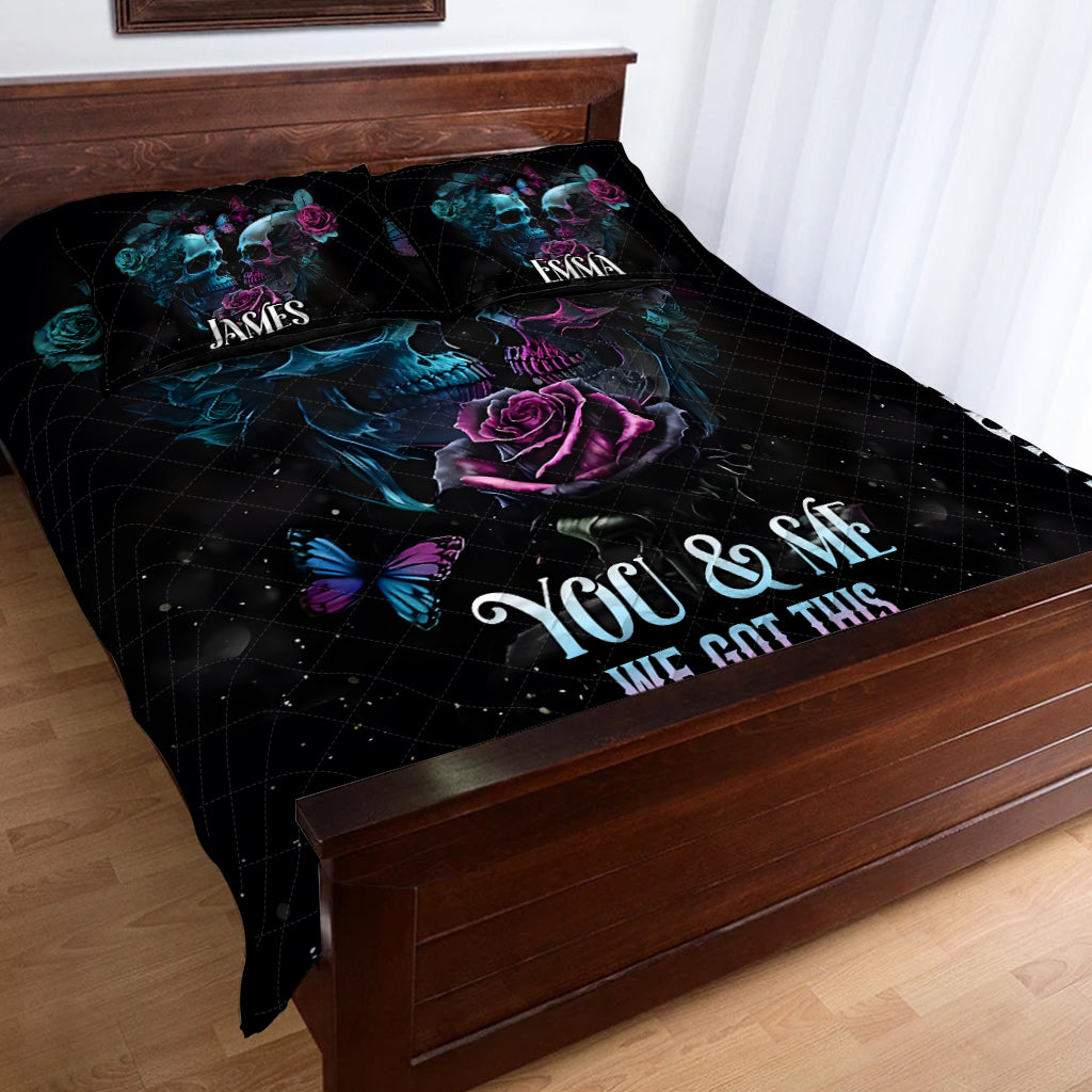 You & Me We Got This - Personalized Skull Quilt Set