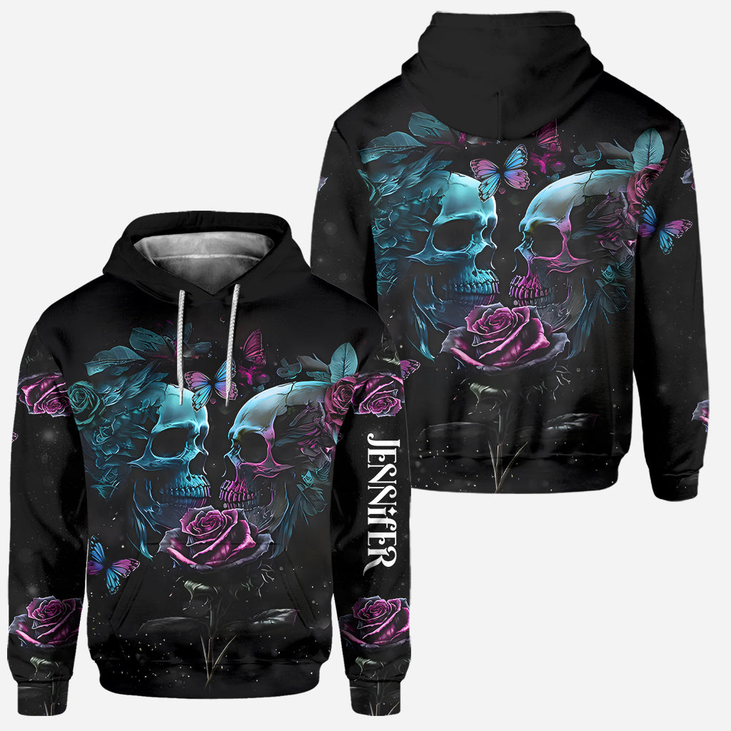 „Du und ich, wir schaffen das“ – Personalisierter Totenkopf-Hoodie und Leggings