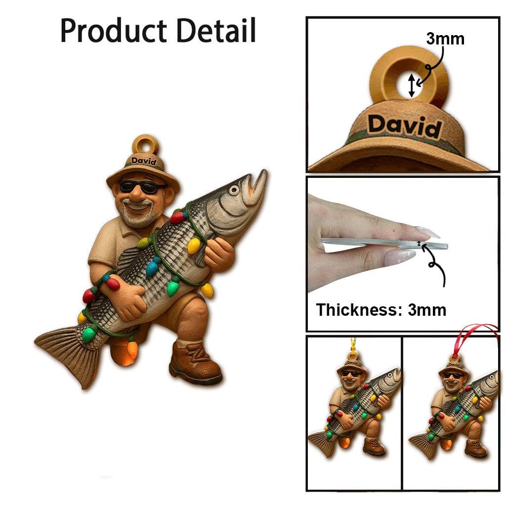 Fröhliche Fischweihnachten – Personalisierter transparenter Angelschmuck