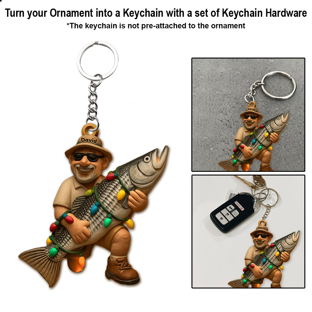 Fröhliche Fischweihnachten – Personalisierter transparenter Angelschmuck