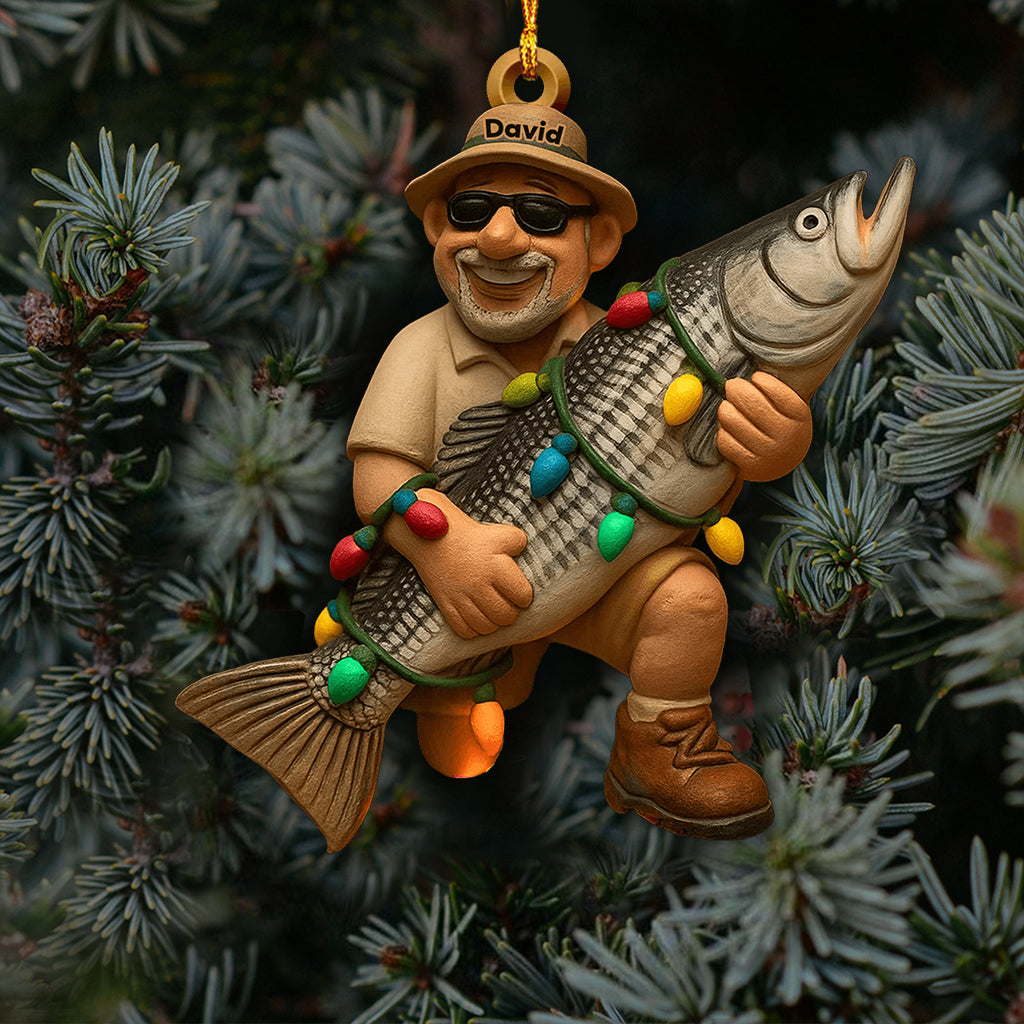 Fröhliche Fischweihnachten – Personalisierter transparenter Angelschmuck