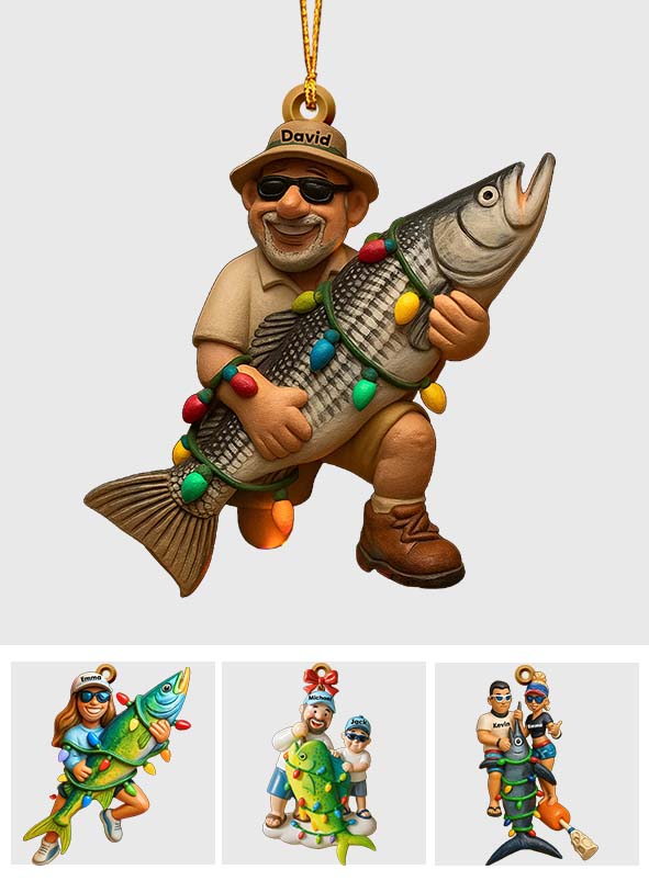 Fröhliche Fischweihnachten – Personalisierter transparenter Angelschmuck
