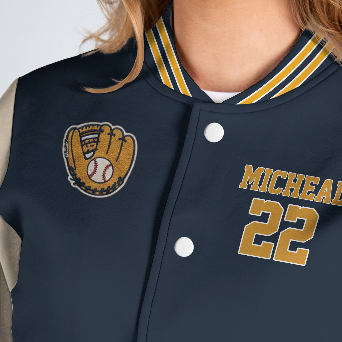 Baseball-Champion – Personalisierte Baseball-Collegejacke