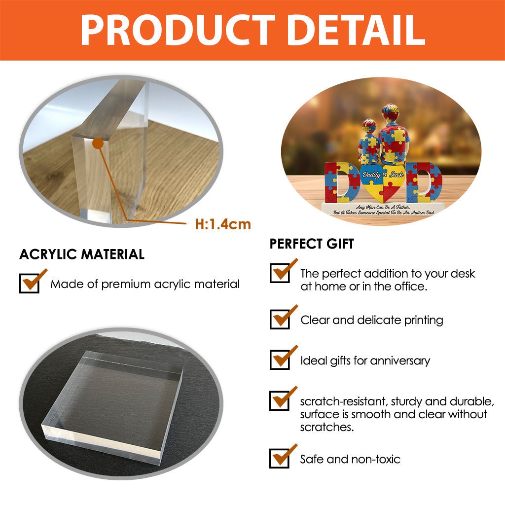 Autismus-Papa – Personalisierte Acrylplakette in individueller Form zur Sensibilisierung für Autismus