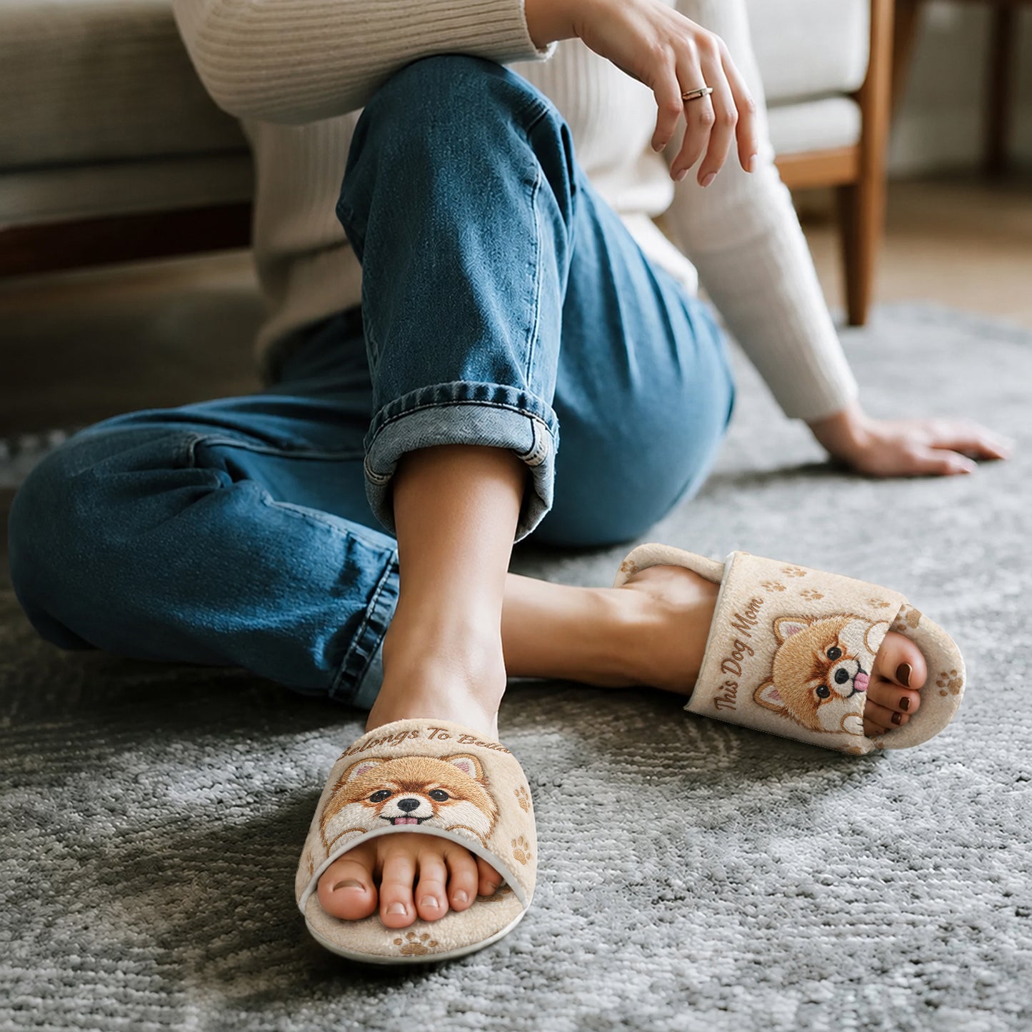 Personalized Pet Portrait Slippers - Personalized Dog Open-Toe Slippers