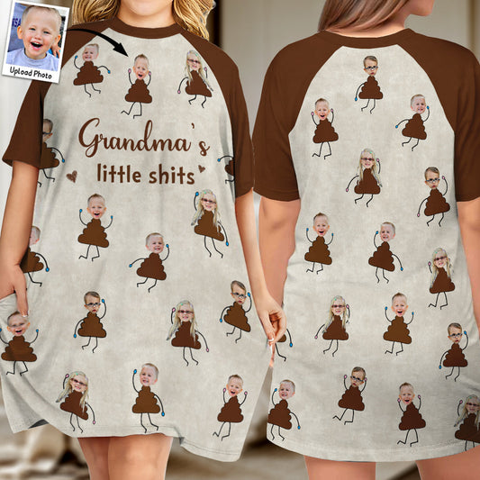 Mamas kleine Scheißer – Personalisiertes Schlafshirt-Kleid für Mütter