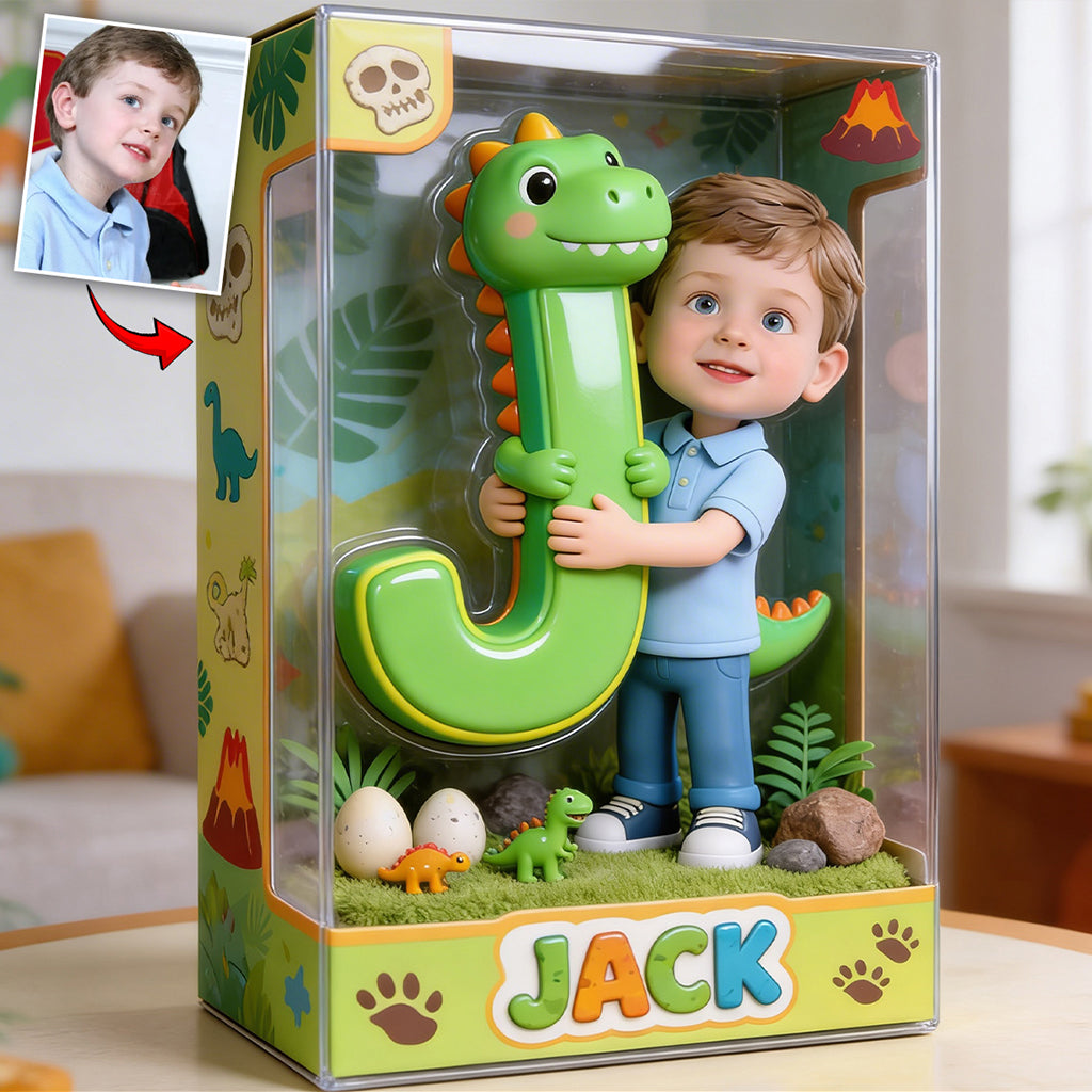 Dinosaur Alphabet Letter & Custom Photo - Personalized Kid Custom Shaped Acrylic Plaque