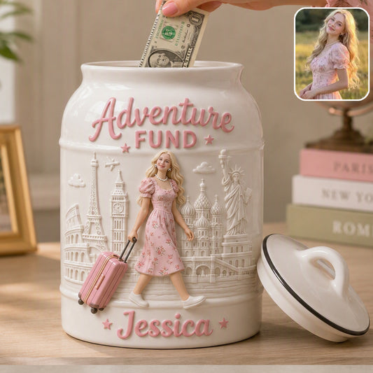 Reise-Sparschwein - Personalisiertes Reiseglas