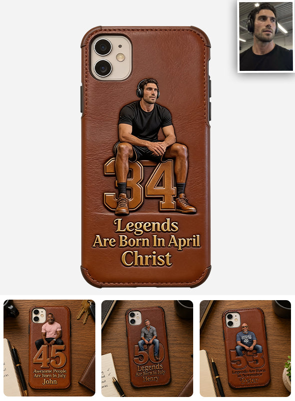 Happy Birthday Legends - Personalized Birthday 3D Embossed Leather Phone Case