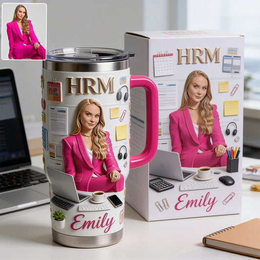 Custom Any Photo Office Staff Gift - Personalized Colleague Tumbler With Plush Charm