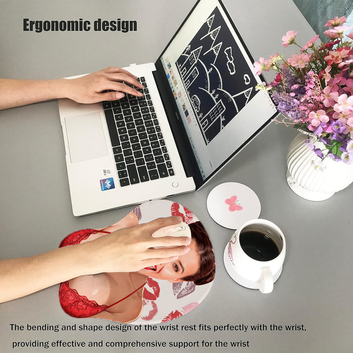 Beliebiges Foto: Lustiges Gesicht & Freches – Personalisiertes 3D-Mauspad für Paare