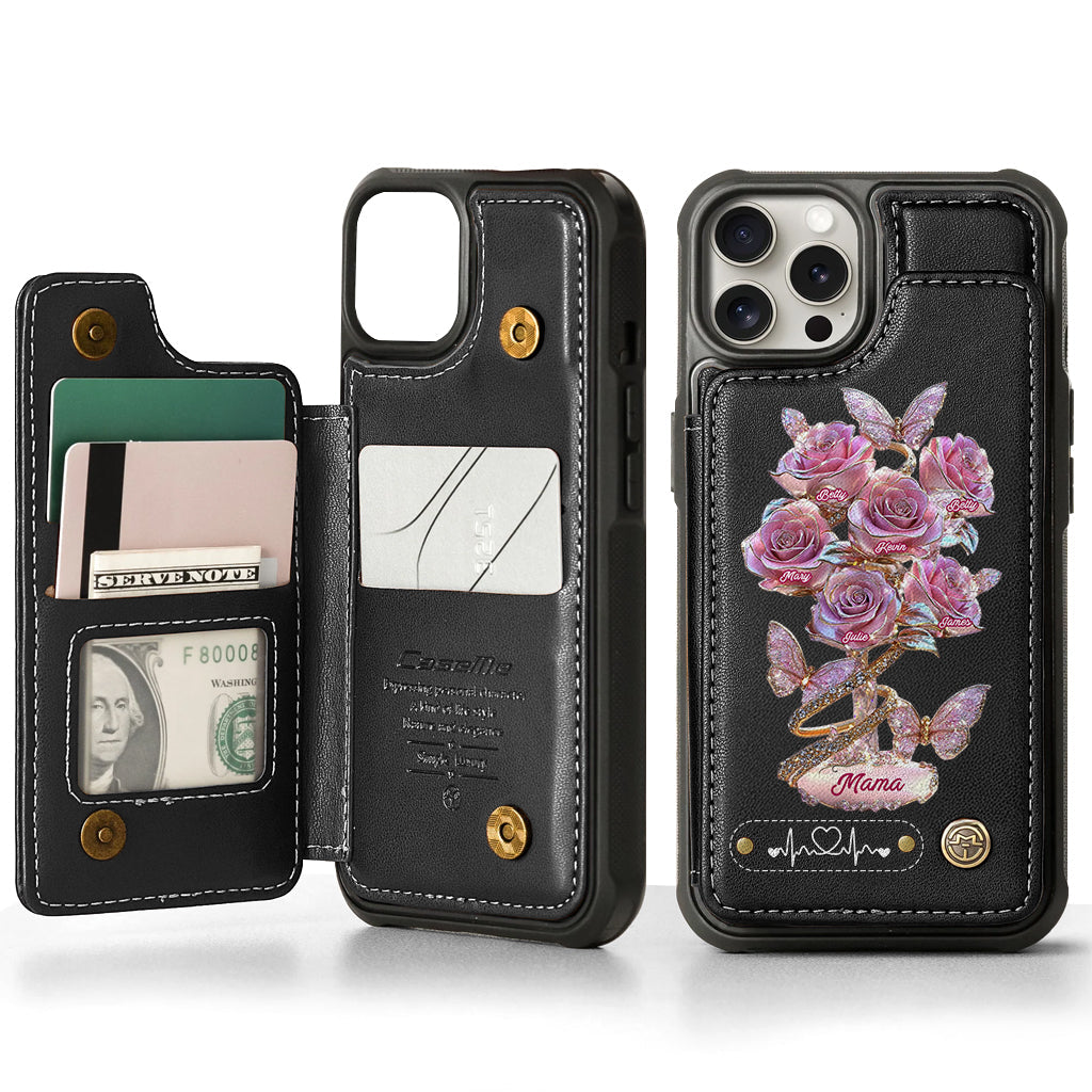 Die beste Mama aller Zeiten – Personalisierte Handyhülle mit Geldbörsenfunktion für Mütter