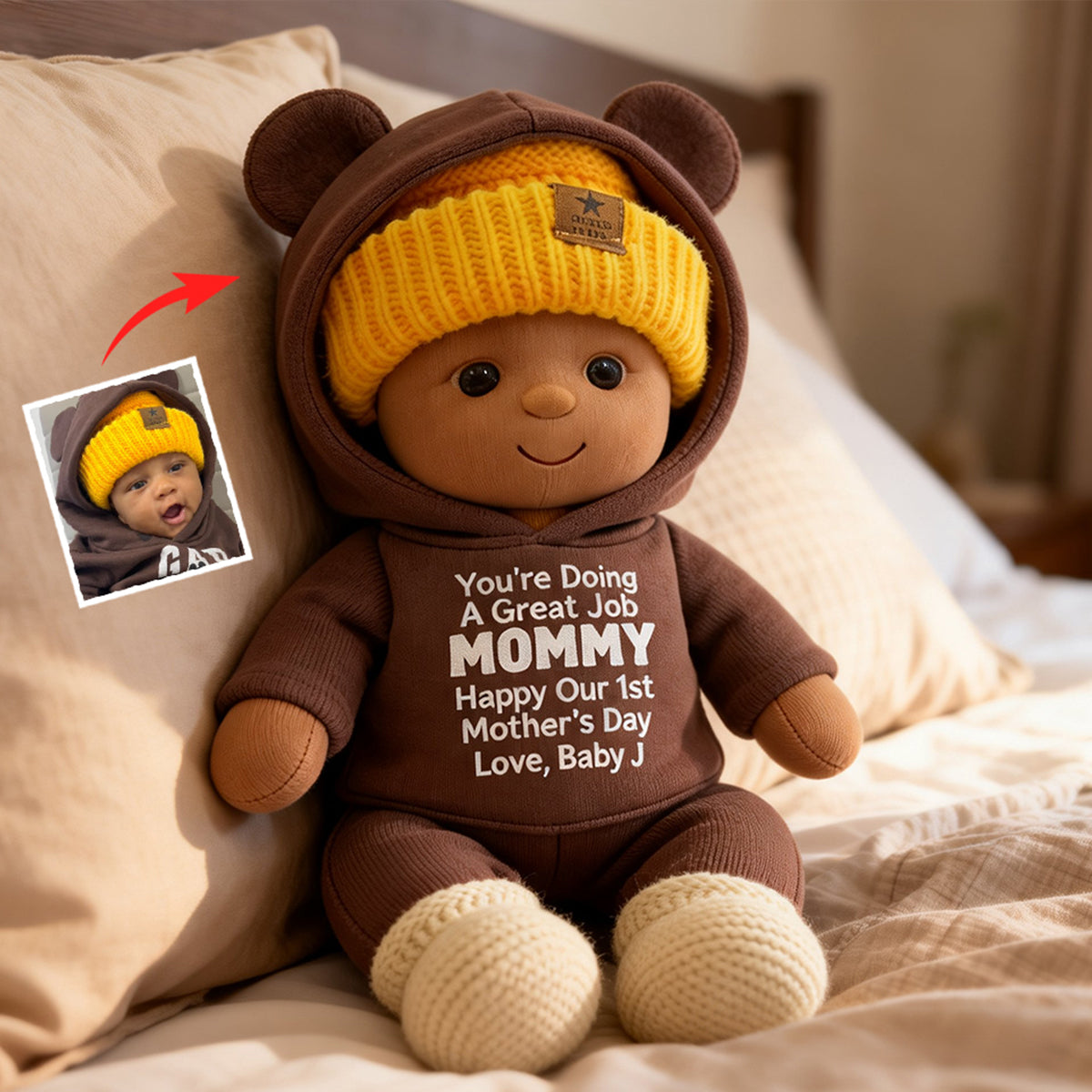 Du machst das toll, Mama! – Personalisiertes Premium-Kunstfellkissen für Mütter