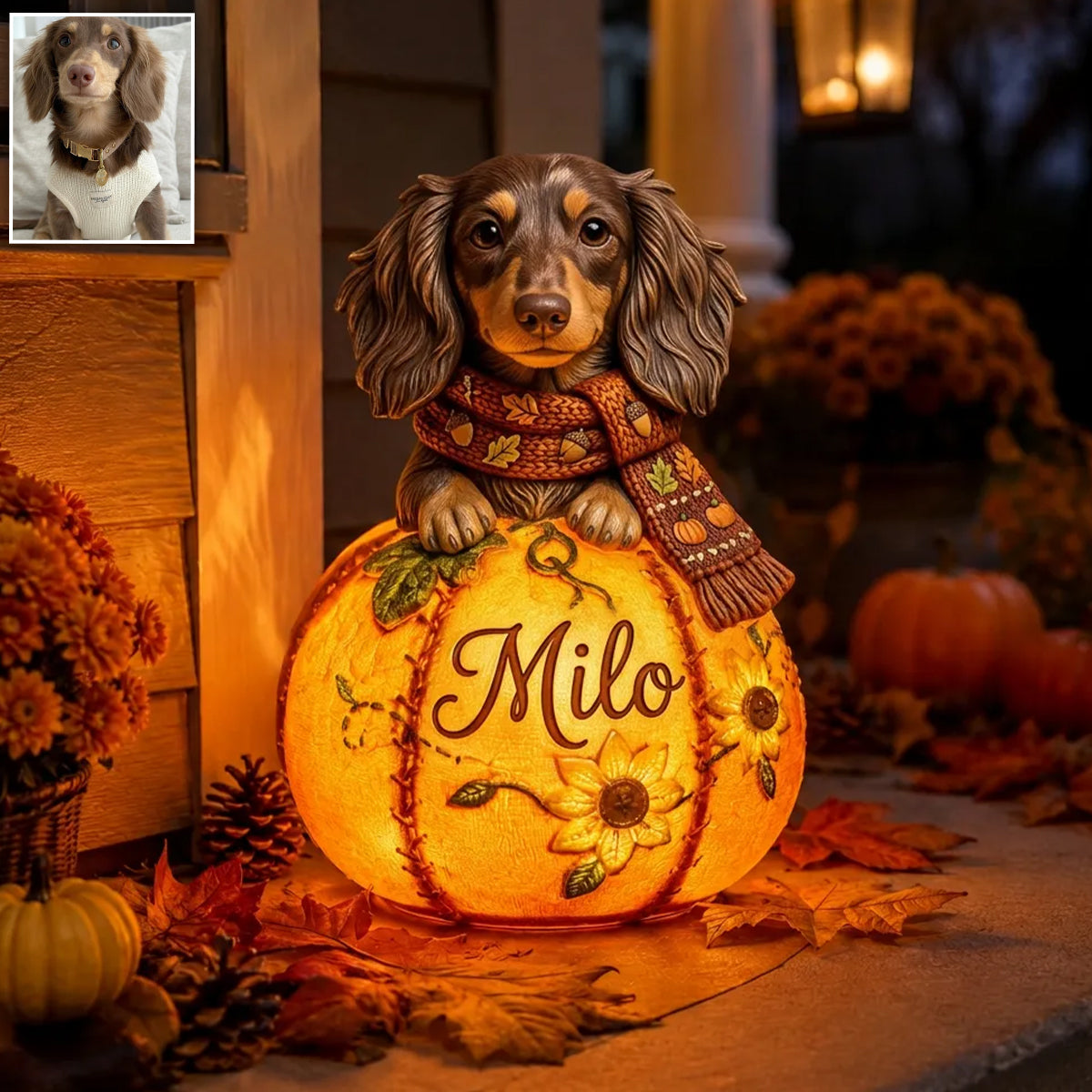Fall Season Cute Pets - Personalized Dog Solar Acrylic Light