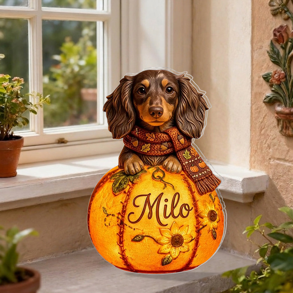 Fall Season Cute Pets - Personalized Dog Solar Acrylic Light