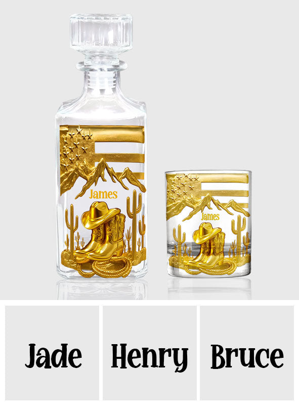 Cowboy Boots - Personalized Western Outfit Whiskey Decanter Set