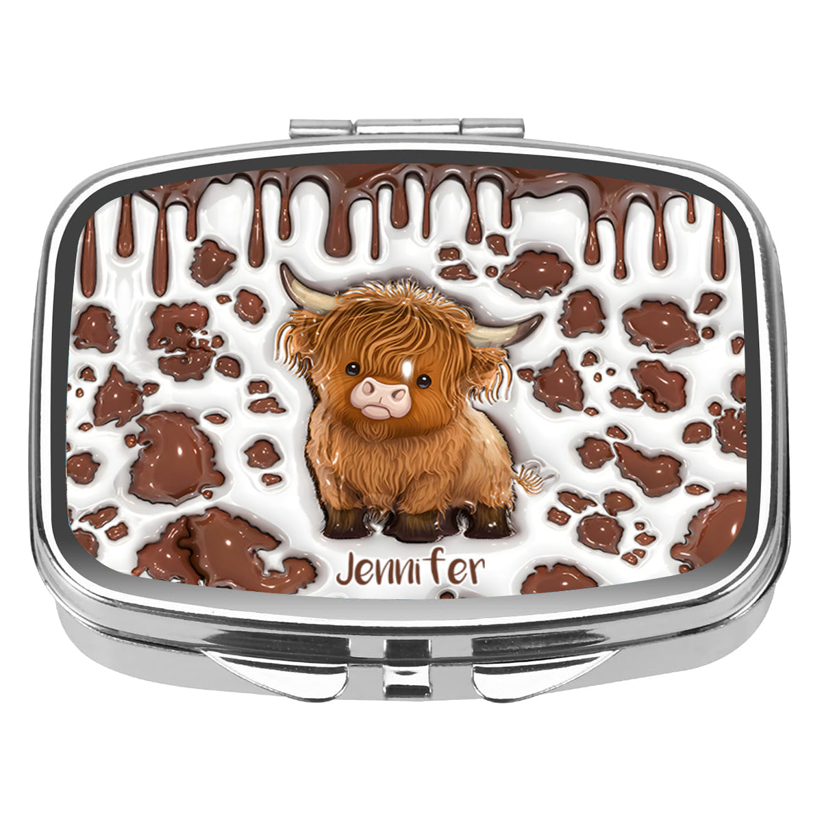 Einfach ein Mädchen, das Hochlandrinder liebt – Personalisierte Pillenbox mit Hochlandrind-Motiv