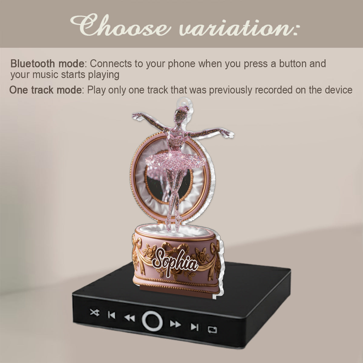 Wunderschöne Ballerina – personalisierter Ballett-Musik-Anhänger