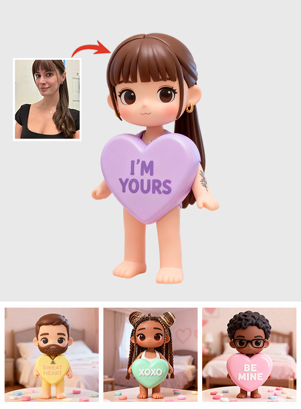 Custom Photo Conversation Heart Candy - Personalized Couple Custom Made 3D Minifigure