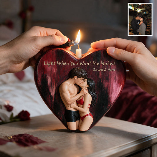 Light Me - Personalized Spicy Couple Custom Shape Wooden Candle Holder