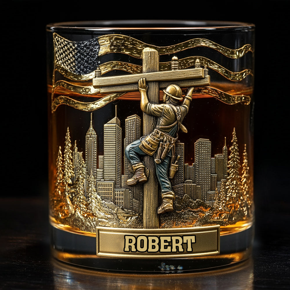 Lineman Legacy Glass - Personalized Lineman Whiskey Glass