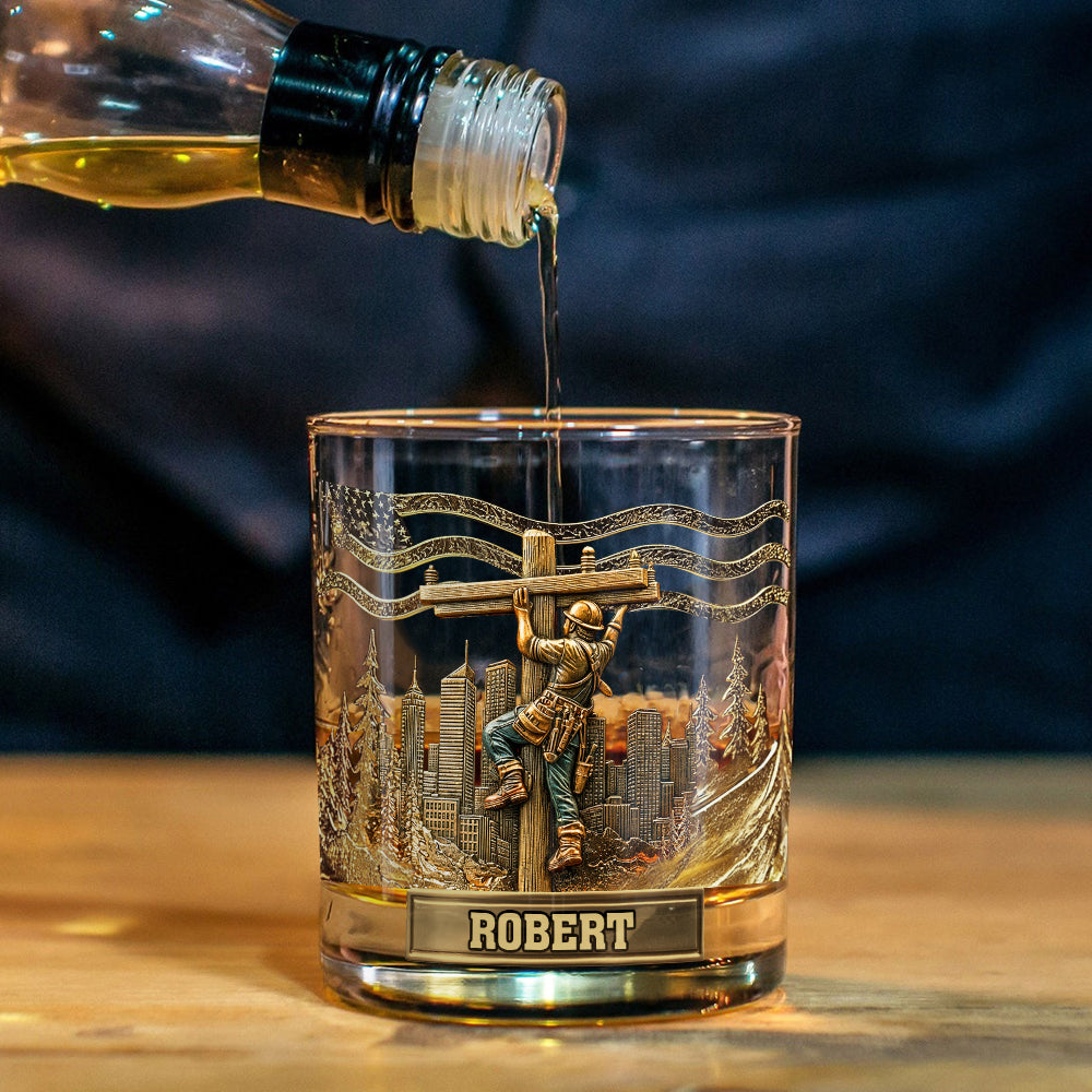 Lineman Legacy Glass - Personalized Lineman Whiskey Glass