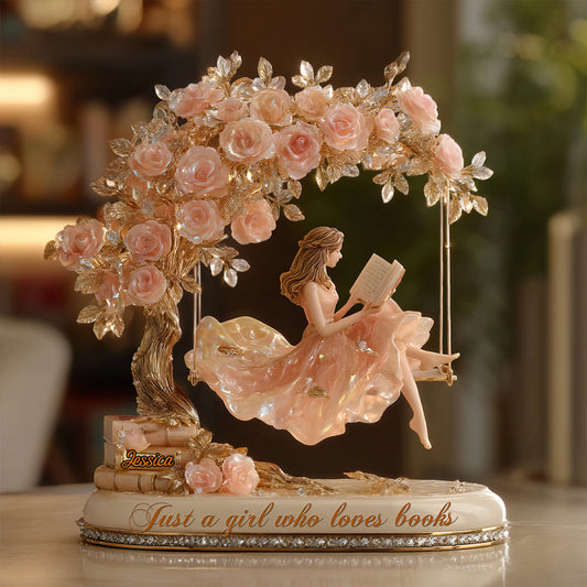 Einfach ein Mädchen, das Bücher liebt – personalisierte Acrylplakette in Buchform