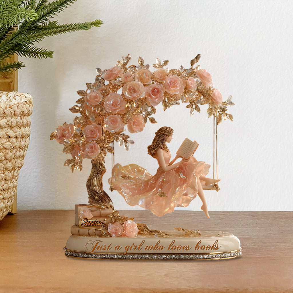 Einfach ein Mädchen, das Bücher liebt – personalisierte Acrylplakette in Buchform