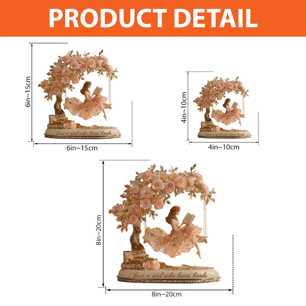 Einfach ein Mädchen, das Bücher liebt – personalisierte Acrylplakette in Buchform