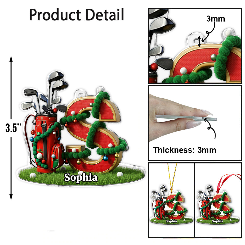 Initial Christmas Gift, Decoration For Golf Lovers - Personalized Golf Ornament