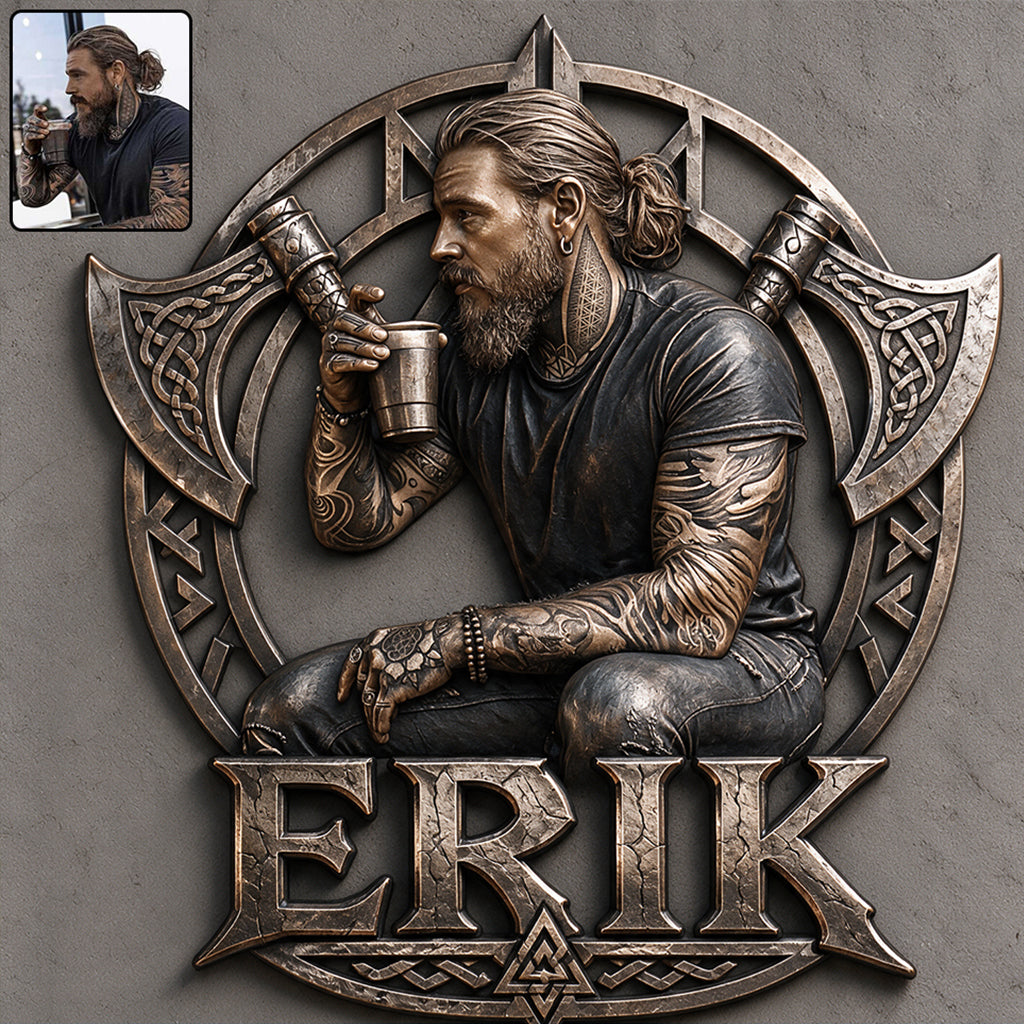 Viking Krieger - Personalisierte Viking 3D-gedruckte Metalltafel
