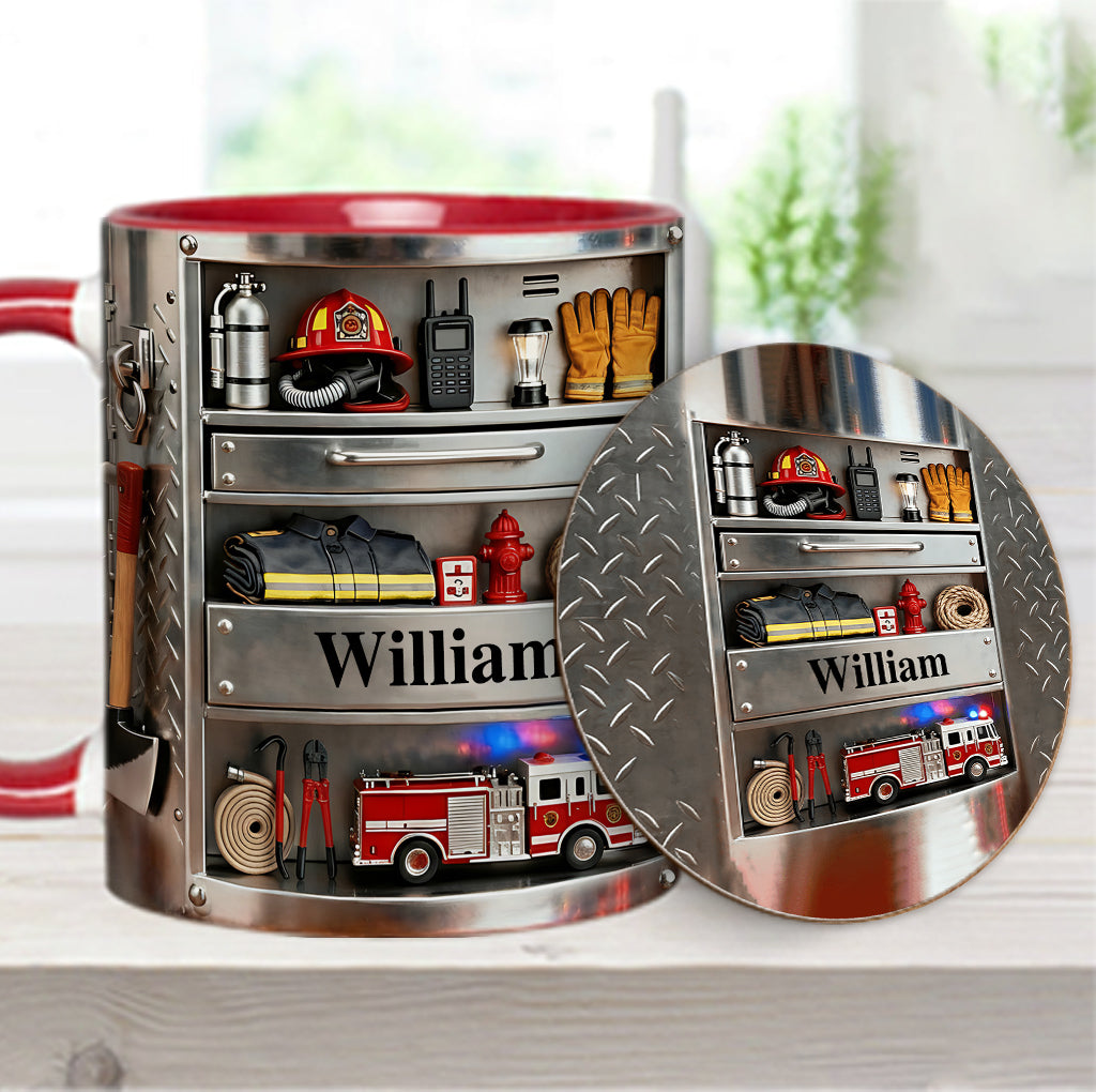 Firefighter Toolbox - Personalized Firefighter Accent Mug & Coaster