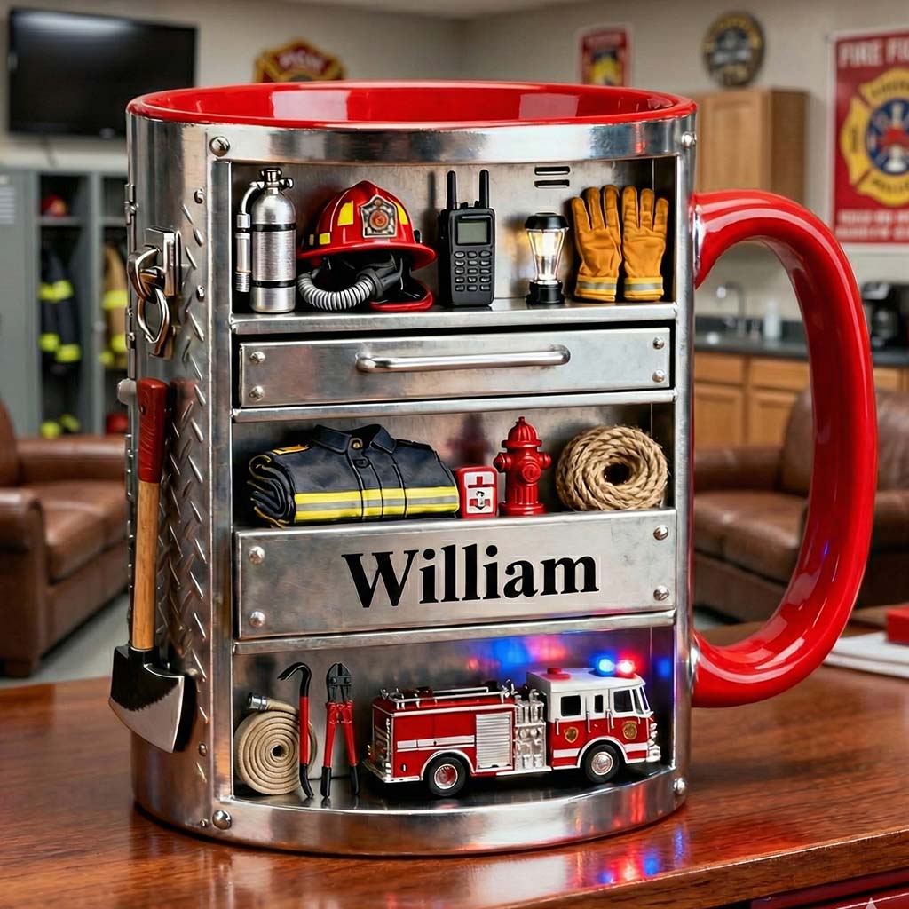 Firefighter Toolbox - Personalized Firefighter Accent Mug & Coaster