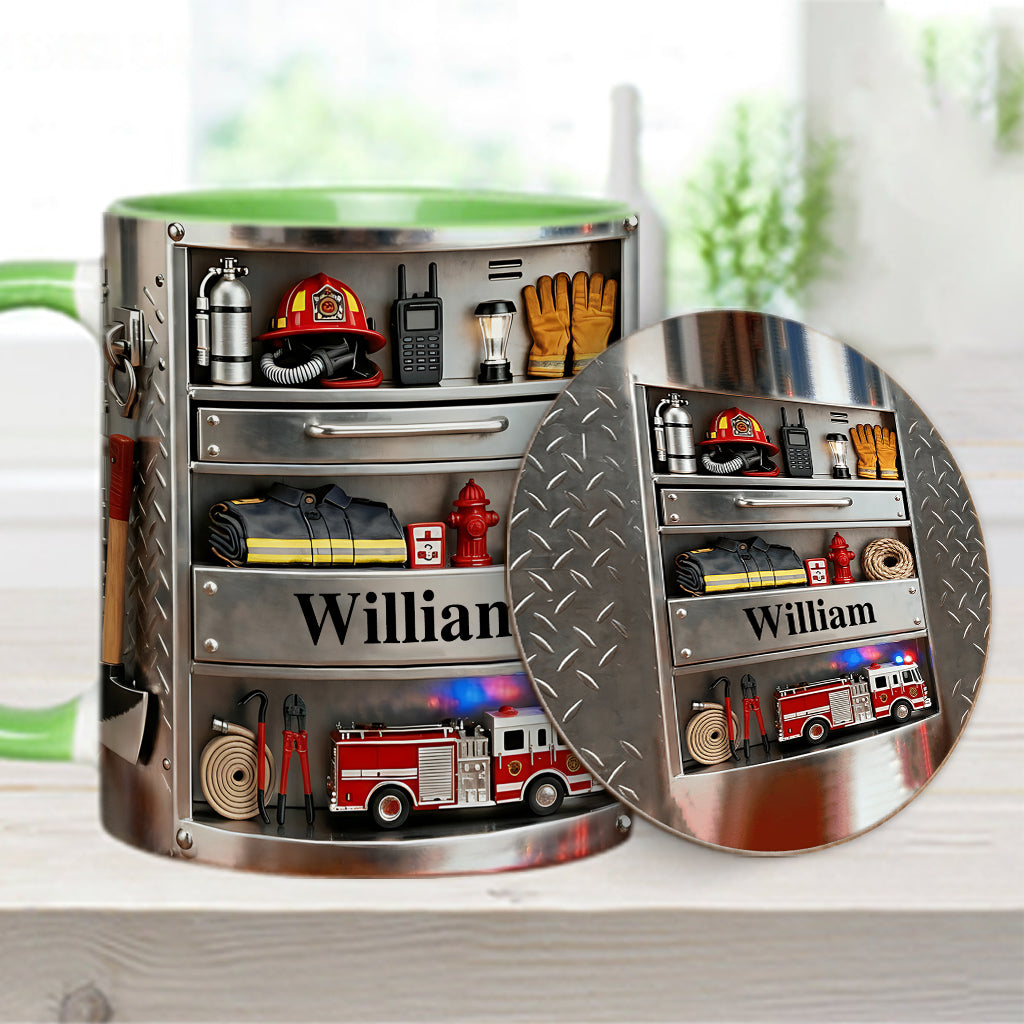 Firefighter Toolbox - Personalized Firefighter Accent Mug & Coaster