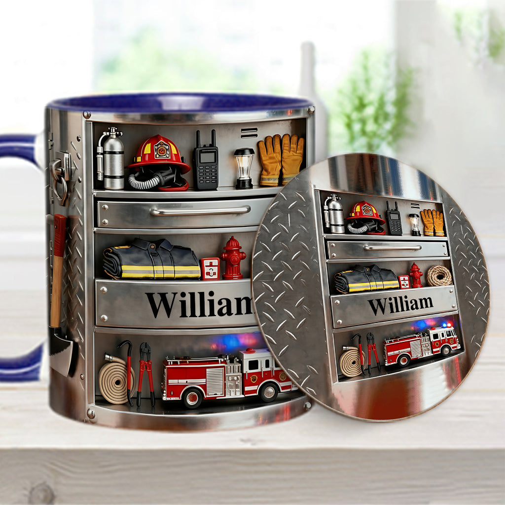 Firefighter Toolbox - Personalized Firefighter Accent Mug & Coaster