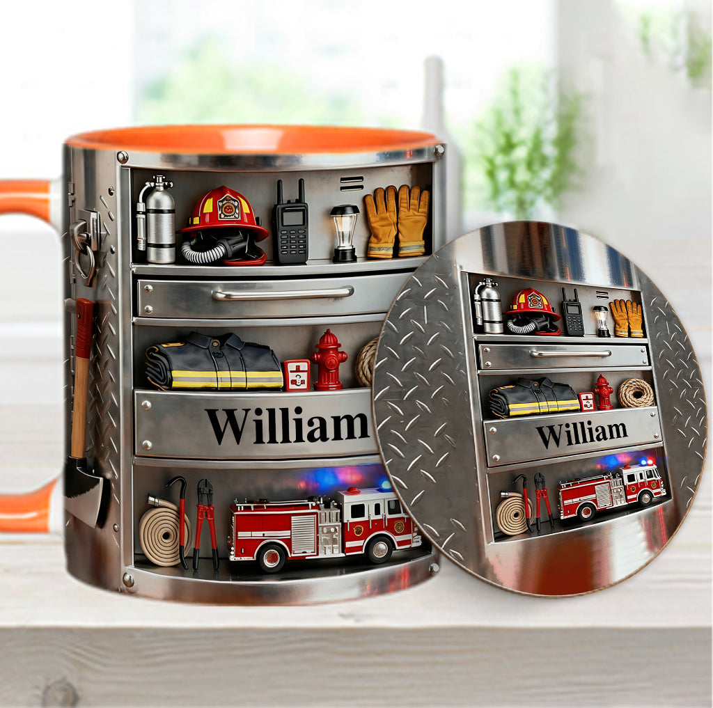 Firefighter Toolbox - Personalized Firefighter Accent Mug & Coaster